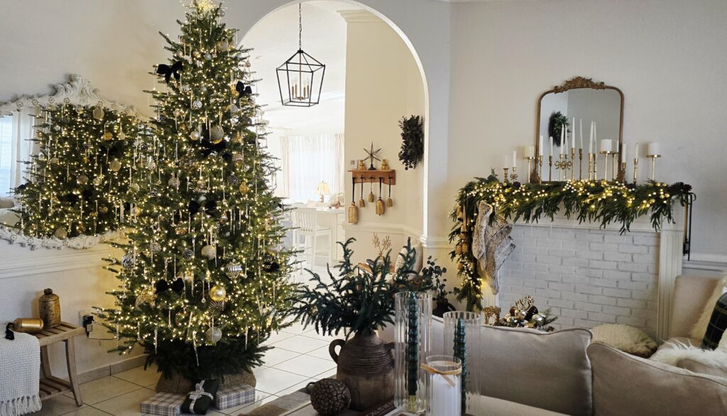 Elegant Christmas tree and Mantel