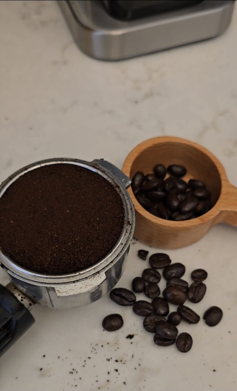 coffee beans and ground up coffee beans