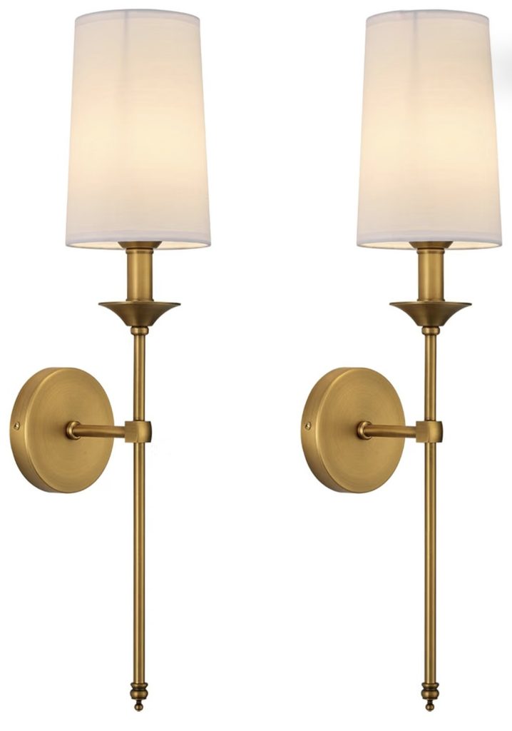 Close up of antique brass wall sconces